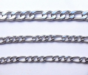 NON TARNISH Soild 316L SS Girls Womens FIGARO Chain Bracelet Silver Jewelry 23cm - Picture 1 of 4