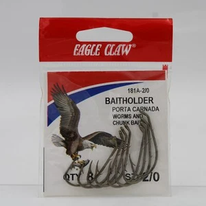 Eagle Claw 181A Baitholder Worms and Chunk Bait Fishing Hooks Size 2/0 10 Pack b - Picture 1 of 2