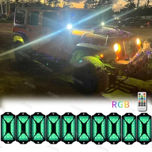 For Jeep Cherokee Wrangler 10X RGB LED Rock Lights Underbody Lamp bluetooth APP - Bild 1 von 17