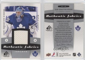 2010-11 SP Game Used Edition Authentic Fabrics Jean-Sebastien Giguere #AF-JG