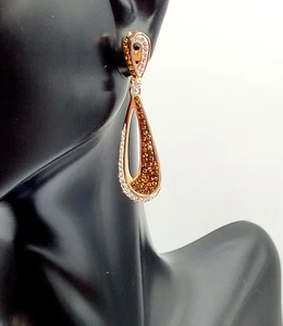 Orecchini Fantasia Strass a Goccia S925 Strass Cioccolato Trasparente o Ambra - Foto 1 di 24