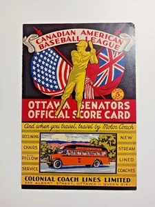 1947 Canadian American Baseball League Ottawa Senators Official Score Card Score - Bild 1 von 4