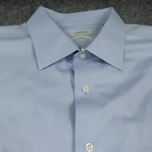 Enro Shirt Mens 19 34/35 Big Dress Blue Geometric Diamond Non Iron Long Sleeve - Picture 1 of 17