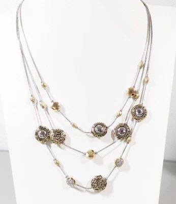 Collar Chico's Dos Tonos Cristal Estación Cuentas Capas Estilo Bali 20 pulgadas Foto 1 de 4