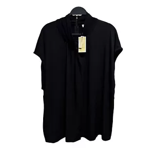 Michael Kors NWT Womens Plus Size 4X Black Twist Neck Sleeveless Career Blouse - Picture 1 of 6