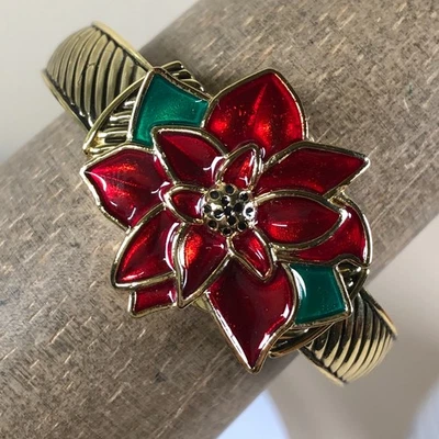 Винтажные женские модные кварцевые часы Poinsettia со скрытым золотым браслетом безымянные производители 6 1/4 дюйма - Изображение 1 из 4