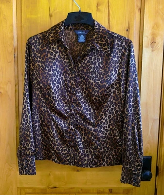BLUSA DISEÑO GEORGE MARK EISEN TALLA M RICO ESTAMPADO ANIMAL SEDOSO POLI CUELLO LSLV Foto 1 de 4