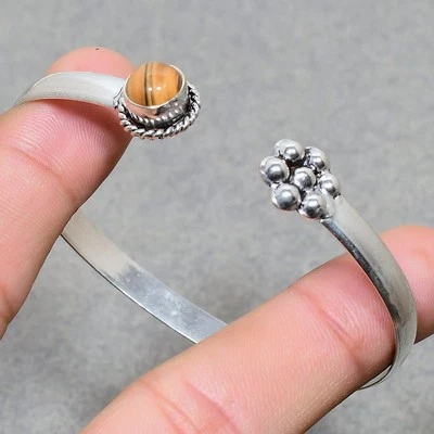 Tiger's Eye Round Shape Gemstone Handmade Gift Jewelry Adjustable Bangle SR 255 - Image 1 of 4