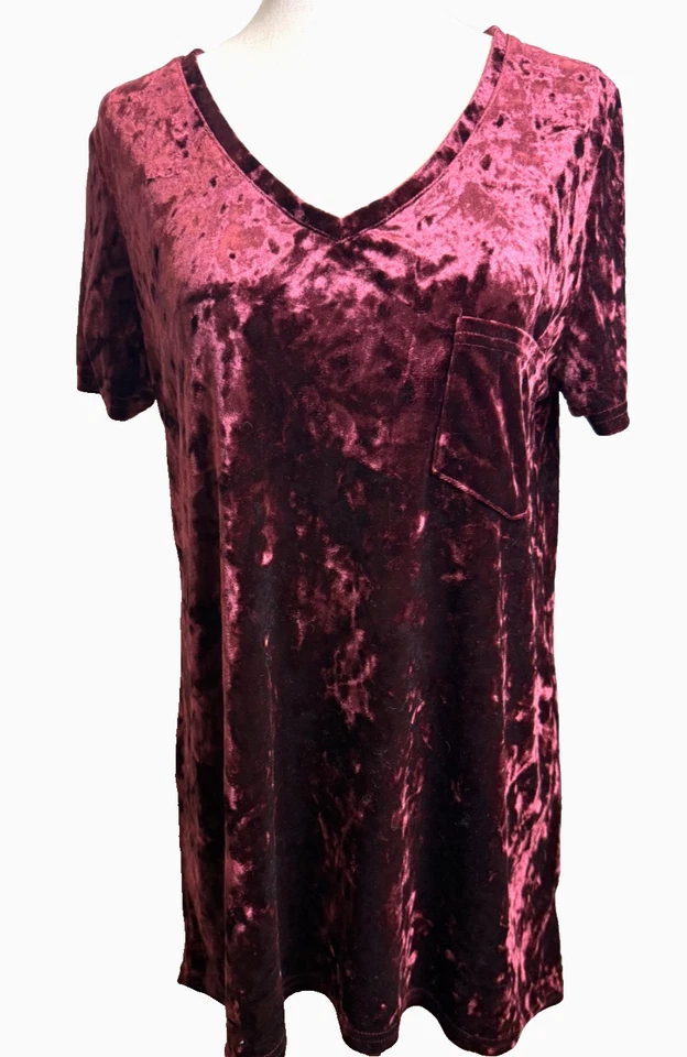 Spring & Mercer Crushed Velvet Legging Tee Tunic Sz Med Garnet Witchy Whimsigoth - Image 1 of 4