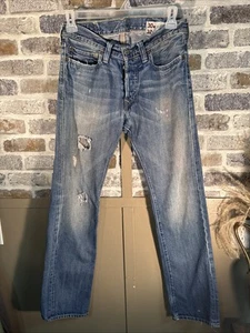Hollister Men's Light Button Fly Tattered Straight Leg Jeans 30x32 Vintage - Picture 1 of 5