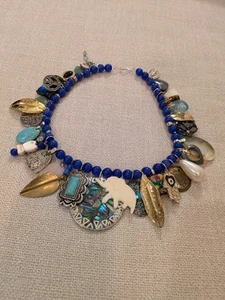 Collana con ciondolo 18" da vintage a mod perle in vetro cobalto 36 ciondoli - Foto 1 di 18