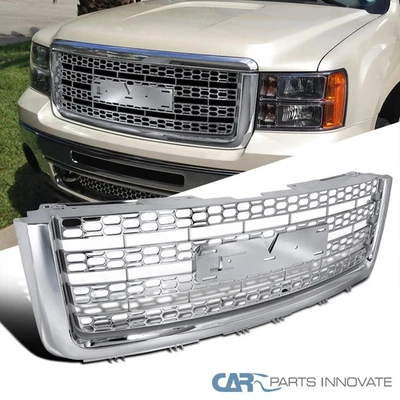 Fits 2007-2013 GMC Sierra 1500 Front Honeycomb Mesh Hood Grille Chrome 07-13 - Image 1 of 4