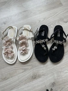 Sandaletten Sandalen Zehentrenner 2 Paar Flip Flops Größe 37 - Bild 1 von 3