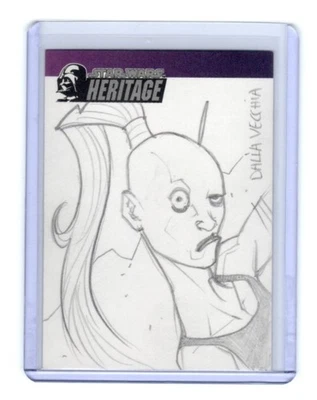 Star Wars Heritage 2005 Topps Artist Sketch Card Dalla Vecchia 1/1 Aurra Sing - Image 1 of 4