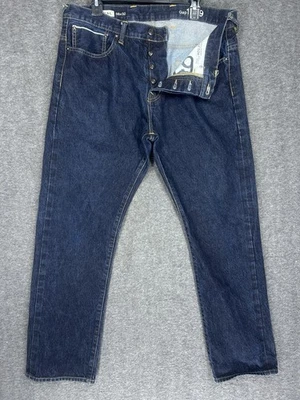 Gap Jeans Mens 38x31 (tag 38x32) Blue Straight Fit Selvedge Denim 1969 Original - Image 1 of 4