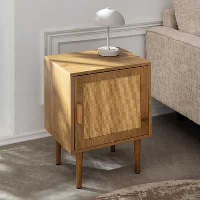 Retro Nachttisch VIENNA - 60cm - natur - Wiener Geflecht Beistelltisch Stauraum - Bild 1 von 4