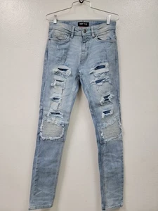 Jeans Encrypted Distressed sucios azul claro talla 29 - Imagen 1 de 8