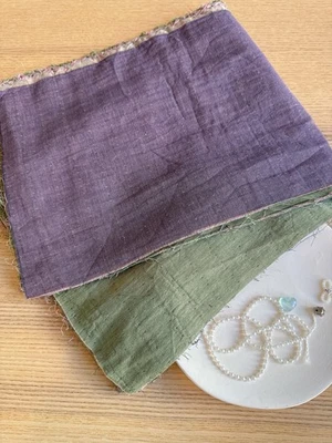9 pieces small purple and green double sides double gauze cotton fabric - Image 1 of 4