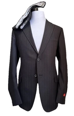 New $5750 ISAIA Men’s Striped Wool & Silk Suit Charcoal 44R US/54R Eu  Italy - Image 1 of 4
