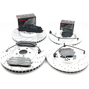 FOR AUDI Q7 Q8 E-TRON DRILLED FRONT REAR BRAKE DISCS BREMBO PADS 375mm 350mm - Picture 1 of 17
