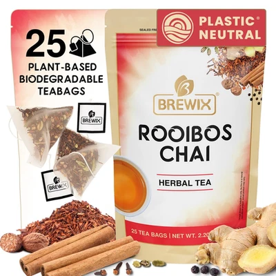 , Bolsas de té Rooibos Chai (25 bolsas de té piramidales) sin cafeína, té de hierbas, sur de A Foto 1 de 4