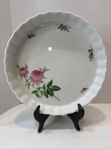 Chistineholm Rose Pattern 9.5” Pie Tart Quiche Plate Baking Dish Flutes Edge - Picture 1 of 21