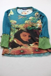 Shirt Desigual M Multicolore Con Motivo Molto Buono #Z1322 - Picture 1 of 1