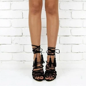 Windsor Smith Size 7 Crazie Black Suede Strappy Ankle Strap Stiletto Heels NEW - Bild 1 von 13