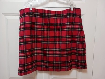 NUEVO CON ETIQUETAS J Falda Crew Talla 20 Rojo Azul Amarillo Negro Tartán Cuadros Mezcla Lana Forrada Foto 1 de 4