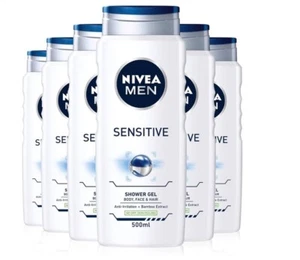 NIVEA MEN Sensitive Duschgel 6er Pack x 400ml, alkoholfrei empfindliche Haut UK - Bild 1 von 2