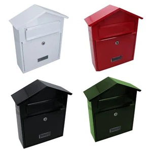 Letter Post Mail Box Metal Wall Door Gate Fence Garden Home House Lockable - Picture 1 of 25