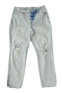 OLD NAVY HIGH-RISE O.G. STRAIGHT DISTRESSED BUTTON-FLY SIDE-SLIT JEANS, SIZE 12 - Bild 1 von 4