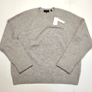 New $595 Vince Rib Knit Raglan Sweater Men 2XL XXL Gray Crewneck Wool Cashmere - Picture 1 of 6