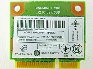 Toshiba Satelite C655 C655D L855 L645 L645D L745 WiFi Wireless CARD RTL8188CE 67 - Picture 1 of 2