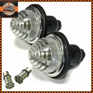 x2 Oldtimer Klar Front Hinten Blinker Lampen Leuchten + LED Birnen Lucas Typ - Bild 1 von 1
