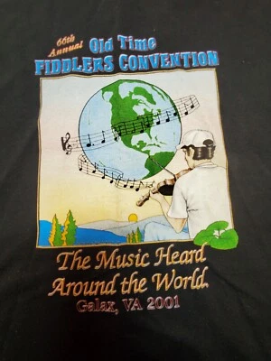 Vintage 66th Annual Old Time Fiddlers 2001 Men's XL Black T Shirt B3 - Image 1 of 4