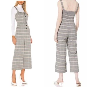Anthropologie Cupcakes Cashmere Willa plaid wide leg cropped jumpsuit size 4 - Picture 1 of 6