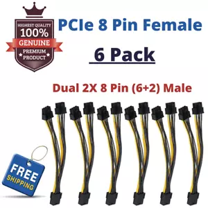 GPU VGA PCIe 8 Pin Female to Dual 2X 8 Pin (6+2) Male Y-Splitter Extension Cable - Picture 1 of 7