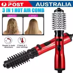 3in1 Hot Air Styler and Rotating Hair Dryer Hair Straightener Curler Brush Comb - Picture 1 of 8