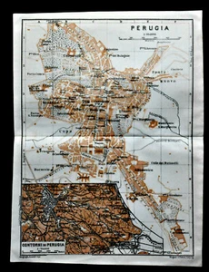1909=Topographischer Plan Farben von PERUGIA UMBRIA Wagner-Debes.1:10000 - Bild 1 von 1