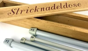 Stricknadel Wood Knitting Needle Storage Box Slide Lid Vintage 50cm Case Needles - Picture 1 of 7
