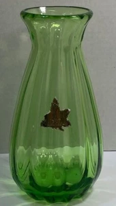 Vintage Green ALTAGLASS Alta Glass VASE 8" Foil Stickers MEDICINE HAT Hand Made - Picture 1 of 6