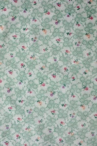 Vtg. Cottage Calico Cotton Fabric-Seafoam Green w/ Pink Flowers- 44"x41" Length - Picture 1 of 3