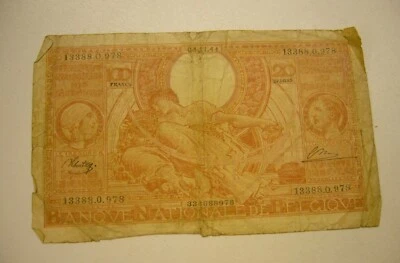 1944 BELGIUM, 100 FRANCS Banknote - Image 1 of 2