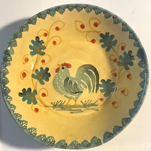 Vintage Italica handbemalt Hahn Schale gelb grün 8" rund Made in Italy EUC - Bild 1 von 7