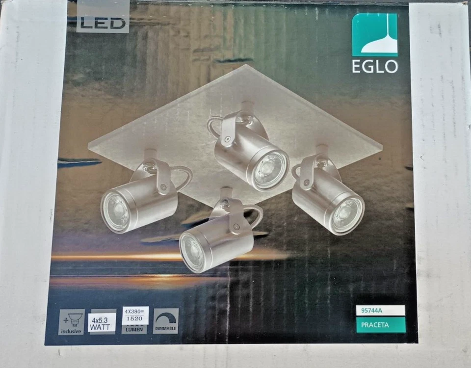Eglo Lighting 95744A Praceta 10,25 дюйма 20 Вт 4 светодиодных квадратных гусеничных фонаря - Изображение 1 из 4
