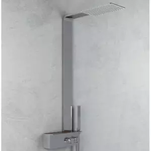Colonna Doccia 015 Acciaio Inox Spazzolato 2 Funzioni Top Inox L40xP42xH120 - Bild 1 von 5