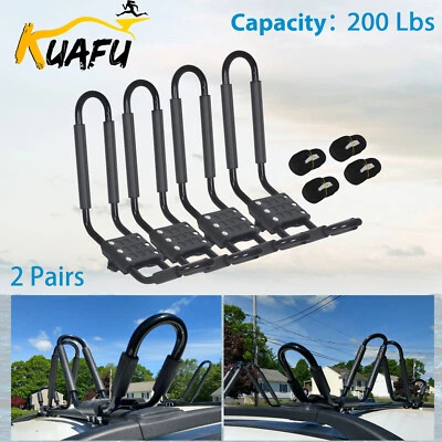 2 Pairs Kayak Roof Rack Carrier For kayak Surf Board SUV Car J-Bar Rack - Image 1 of 4