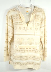 C & C California Womens Sweatshirt Hoodie L Aztec Beige Long Sleeve Top NWT - Picture 1 of 10
