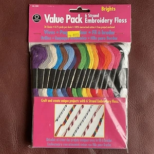 NEW Coats & Clark 36 Skeins Embroidery Floss Pack Of 6 Strand Cotton - BRIGHTS - Picture 1 of 5